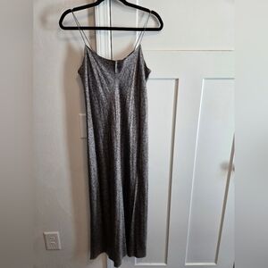 VINCE Gray Floral Long Slip Dress Silk Cavern Womens Size Large